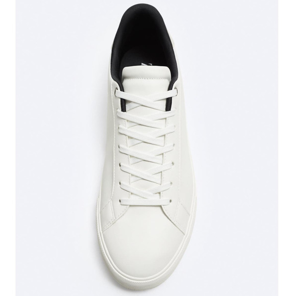 Zara Lace Up Basic Sneakers Shoes White Mens Size 40 Low Top Flat Heel Round Toe - Picture 1 of 7